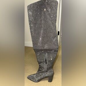 Carvela 9.5 Over the knee pewter studded boots